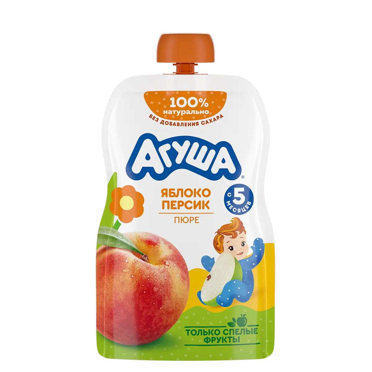 Alma-şaftalı meyvə püresi