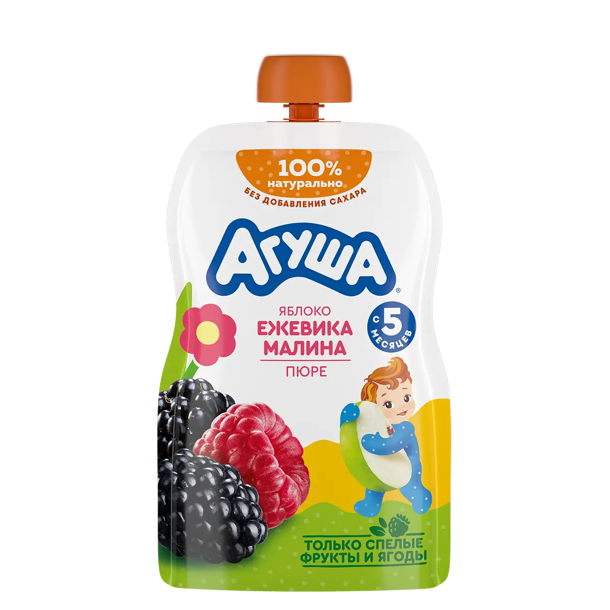 Meyvə-giləmeyvə püresi — Alma, böyürtkən və moruq