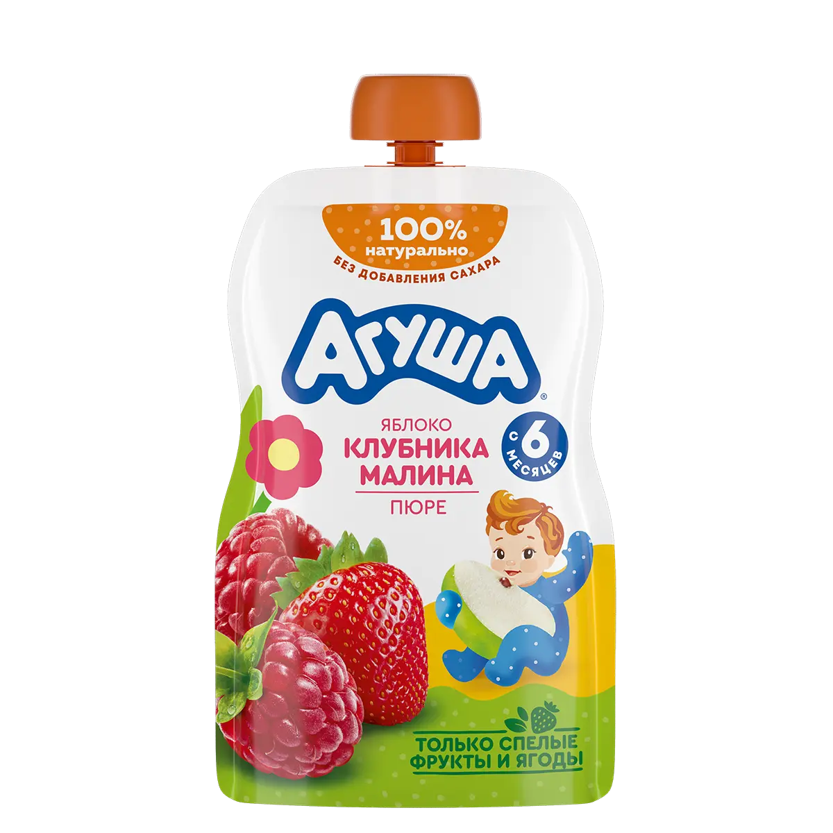 Alma-çiyələk-moruq meyvə püresi