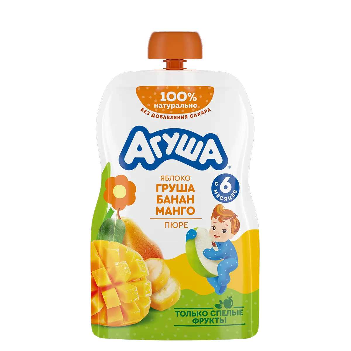 Alma-armud-banan-manqo meyvə püresi