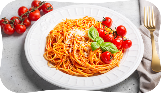 Tərəvəz püresi ilə spagetti